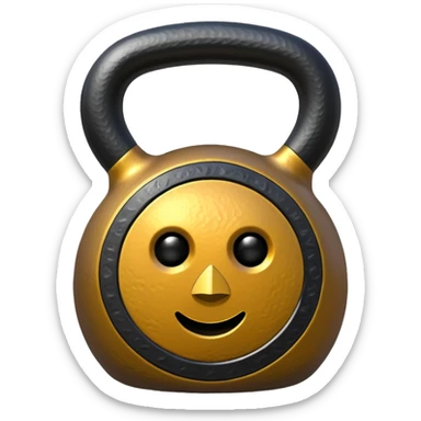 a weight in the form of a large rectangular kettlebell sticker
