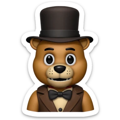 Freddy Fazbear with black and tiny hat from Five Nights At Freddy's Movie sticker