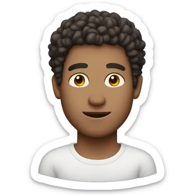 He is a white-skinned man with slightly curly hair and brown eyes that reach his eyebrows. He has hoop earrings in his ears and has long eyelashes. sticker