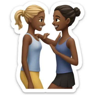 Two teenage girls chatting in a dance class sticker