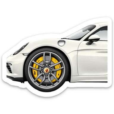 Matte White colored exterior 2024 Porsche 718 Cayman GTS 4.0 with "yellow ceramic brake calipers" only and dark silver anthracite rims sticker