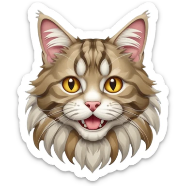 Realizza un gatto di razza maine coon con denti affilatissimi e cattivissimo sticker
