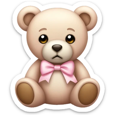 teddy bear with light pink bow sad sticker