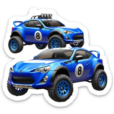 2013 scion fr-s ultramarine off road 4wd monster Baja dessert stadium racer number 86 with large mirror chromed wheels and wide long travel suspension  sticker