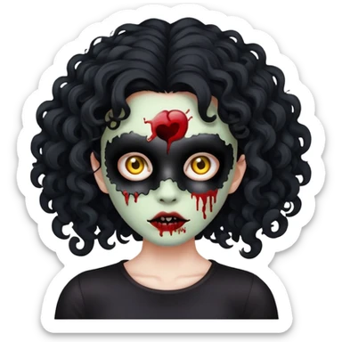 zombie girl whit curly hair black emoji sticker