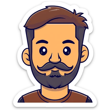 bearded man with mustache and connected bushy eyebrows sticker