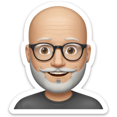 Bald man with salt and pepper beard and glasses sticker