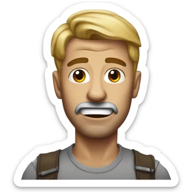 Man with exaggerated jaw dropped sticker