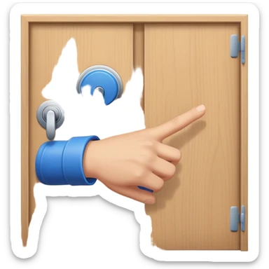 A closed door with a hand knocking on it. Because success isn’t about waiting—it’s about knocking until someone answers.blue power on knocking sticker