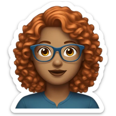 pretty curvy girl with curly copper hair and blue glasses sticker