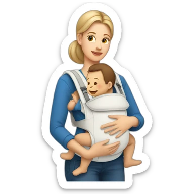 White Babywearing mom with baby ergo carrier sticker