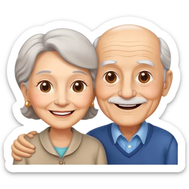 elderly couple smiling, grandparents sticker
