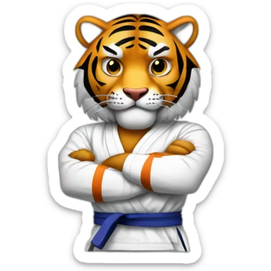 Tiger with evil face   jiu jitsu with his arms crossed sticker