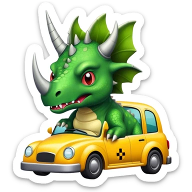 angry office triceratops in a taxi sticker