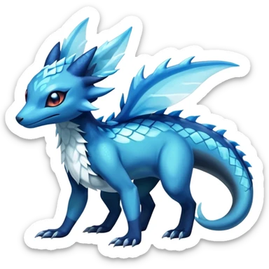 Colorful Dark Shiny Exotic Salandit-Aurorus-Glaceon-Fakémon-hybrid-creature (full body)  sticker