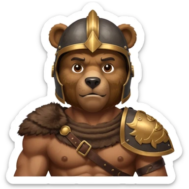 a bear Roman Gladiator, half upper body sticker