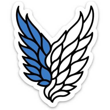 Wings of Freedom logo from Attack on Titan, overlapping blue and white wings, Survey Corps emblem sticker