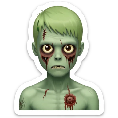 Menino de cabelo liso com franja zumbi sem camisa  sticker