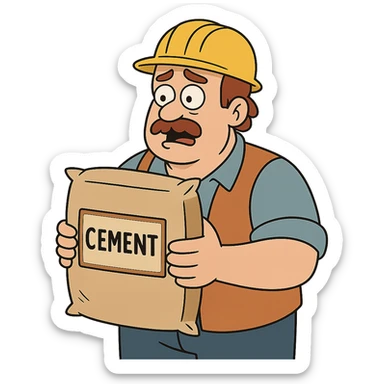 flat cement bag with a label, construction theme sticker