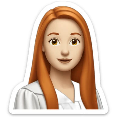 redhead white woman medium long straight hair, celebrating graduation sticker