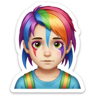 kid with rainbow hair and face paint sticker