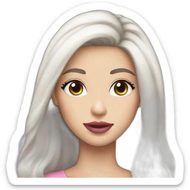 Pretty woman very long dark hair and long face white skin pink lips sticker