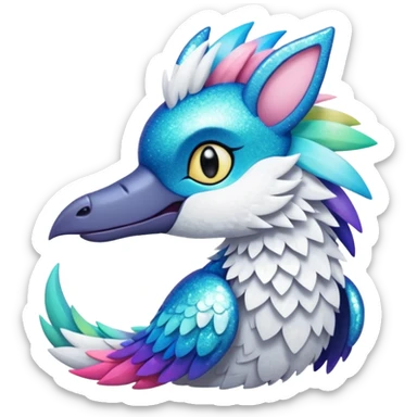 Randomly-colored gradients-colored cute fuzzy realistic glittery Randomly-faerie-drake-colored sparkly exotic drake-Silvally-Trico-Fakémon-creature sticker