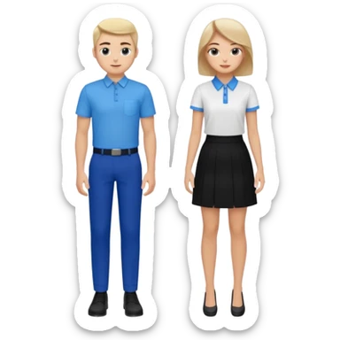 creame elementos graficos sguieendo este mismo modelo pero pensando en que sean para educacion edtech elearnig de ese estilo version hombre joven y mujer joven con colores coprorativos celeste negro blanco  sticker