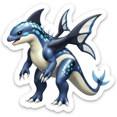 Black and white smooth glossy soft hot spotted Dialga-Orca-Giratina-Pokémon-Fakémon-fusion-hybrid-creature (full body), 4-legged,  sticker