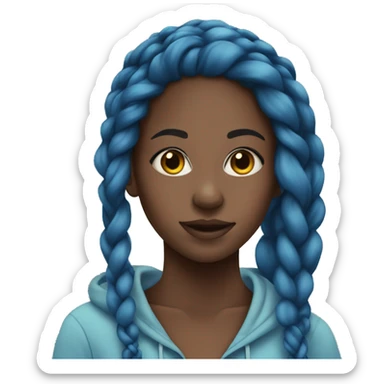 Black girl,blue hoodie, long braids, pretty  sticker
