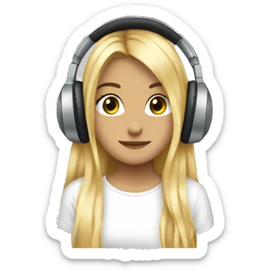 blond girl headphones an micro tumblr sticker