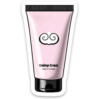 crumpled, empty hand cream tube, flattened and wrinkled, cap on, bright and colorful, decorated like a beauty product sticker