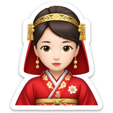 Japanese Princess with in red ceremonial robe kimono sticker