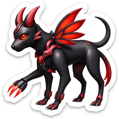 Shiny Gothic Exotic Futuristic Houndoom-Genesect-Torracat-Pokémon-Fakémon-hybrid-creature sticker