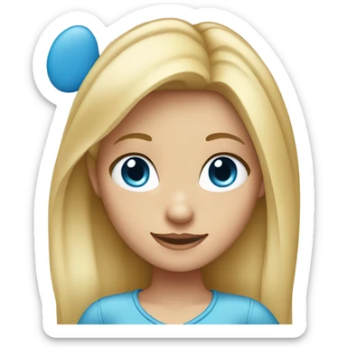 Blonde girl.  Blue eyes.  Going to Disney world wearing Mickey ears  sticker