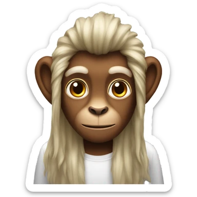 monkey with long bunny hair sticker
