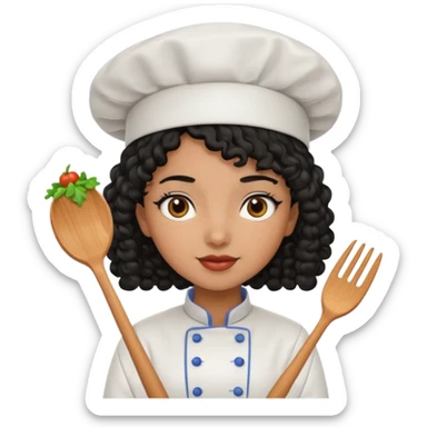 Una chica chef de cabello negro con rulos sticker