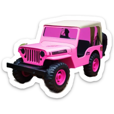Fun size Barbie jungle tour 1942 Willy’s pink jeep crawler with installed winch  sticker