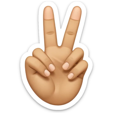 A hand emoji with the pointer finger middle finger and thumb up that looks like “YVL” sticker