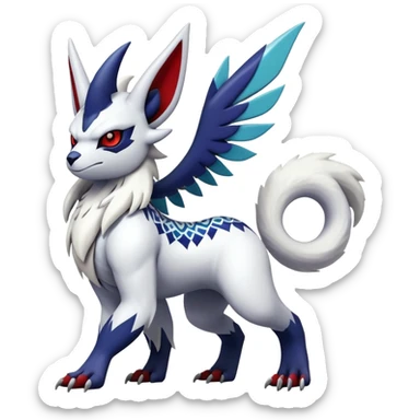 Shiny Colorful Gothic Exotic Badass Cool Absol-Zangoose-Pokémon-Fakémon-hybrid-creature (full body) sticker