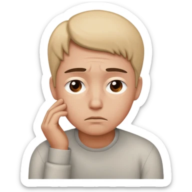 Emoji triste 😔 qui pense à M sticker