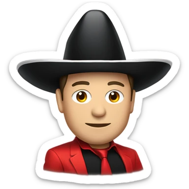 Mexican Elon musk with black sombrero hat and Tesla logo red shirt sticker