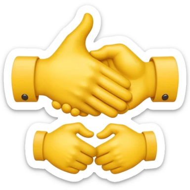 handshake with a respectful gesture, yellow hands, apple emoji style sticker