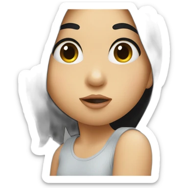 Girl with black hair blowing a kiss sticker