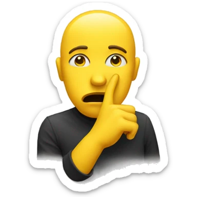 emoji of a yellow face holding a finger between lips sticker