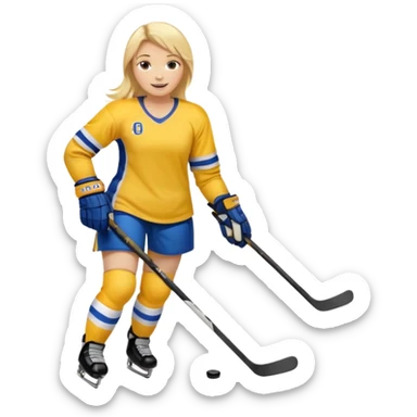 Girl hockey player with yellow jersey full body sticker