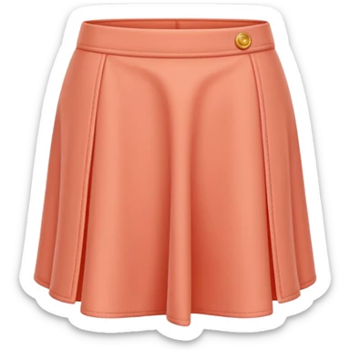 A 3D cartoon peach-coral skort (skirt-shorts combo) with gentle fabric folds and neat finish, isolated on plain background, Memoji-style. sticker
