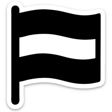 minimal icon of a tricolor flag with three horizontal stripes: black on top, white in the middle, blue on the bottom sticker