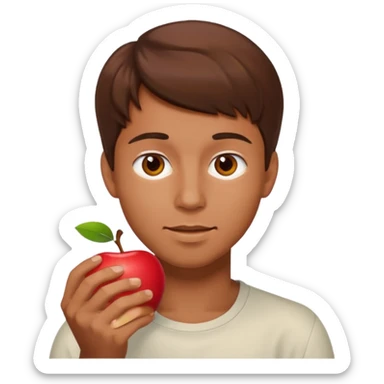I want you to create an emoji of a SPANISH SERGEANT ,  He should be a young guy with brown hair, brown eyes, his skin color like he’s tan and he’s eating an apple  sticker