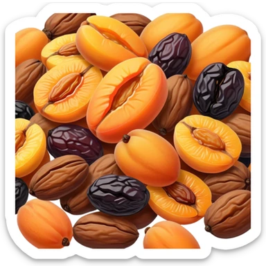 dried fruits assortment with raisins, dried apricots, prunes and dates sticker